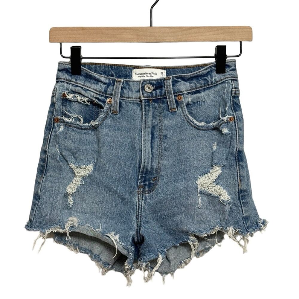 Abercrombie & Fitch High Rise Denim Cutoff Mom Shorts Curve Love - Size 2/26